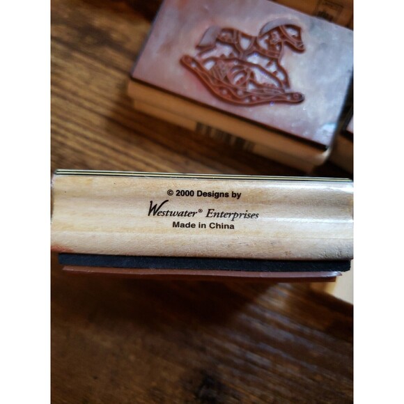 Wood Mounted Rubber Stamp Lot Christmas Card Making Paper Craft 21 Assorted - Picture 10 of 12